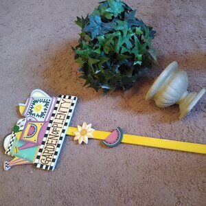 Gardening Props - "Garden of Life" sign & minature, plastic tree